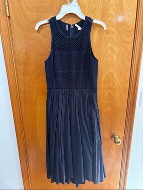 Rebecca Taylor Navy Eyelet Midi Dress